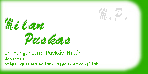 milan puskas business card